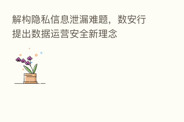 解构隐私信息泄漏难题,数安行提出数据运营安全新理念