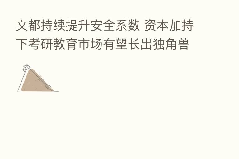 文都持续提升安全系数 资本加持下考研教育市场有望长出独角兽
