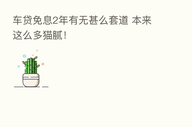 车贷免息2年有无甚么套道 本来这么多猫腻!