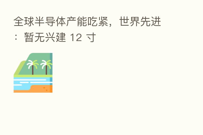 全球半导体产能吃紧，世界先进：暂无兴建 12 寸