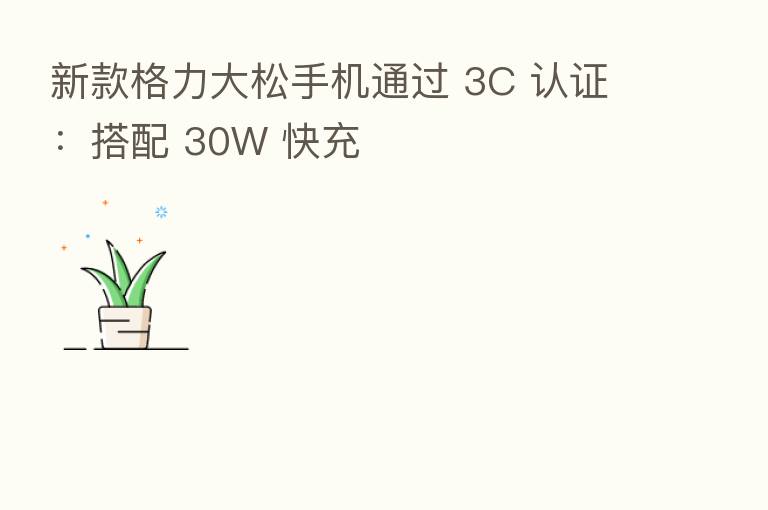 新款格力大松手机通过 3C 认证:搭配 30W 快充