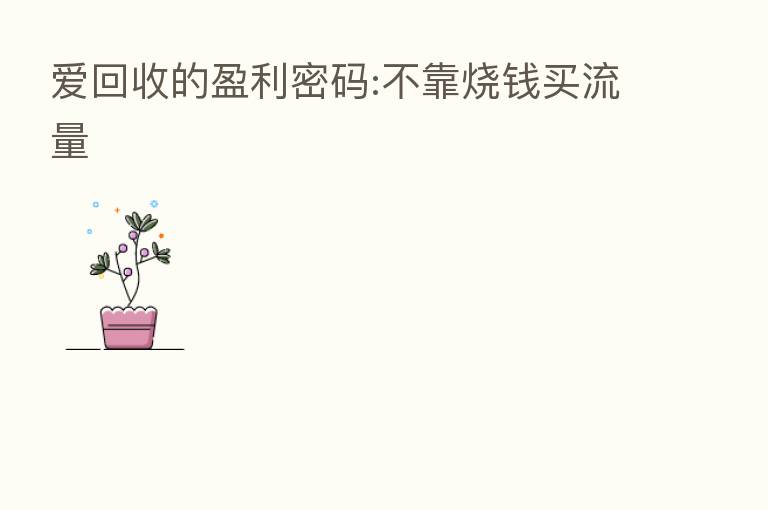 爱回收的盈利密码:不靠烧前买流量
