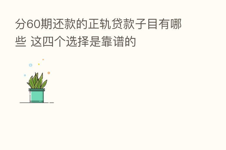 分60期还款的正轨贷款子目有哪些 这四个选择是靠谱的
