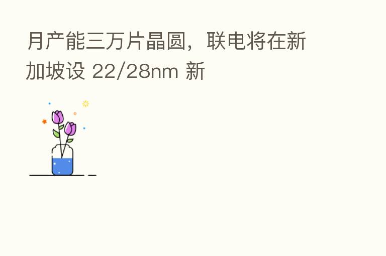 月产能三万片晶圆，联电将在新加坡设 22/28nm 新