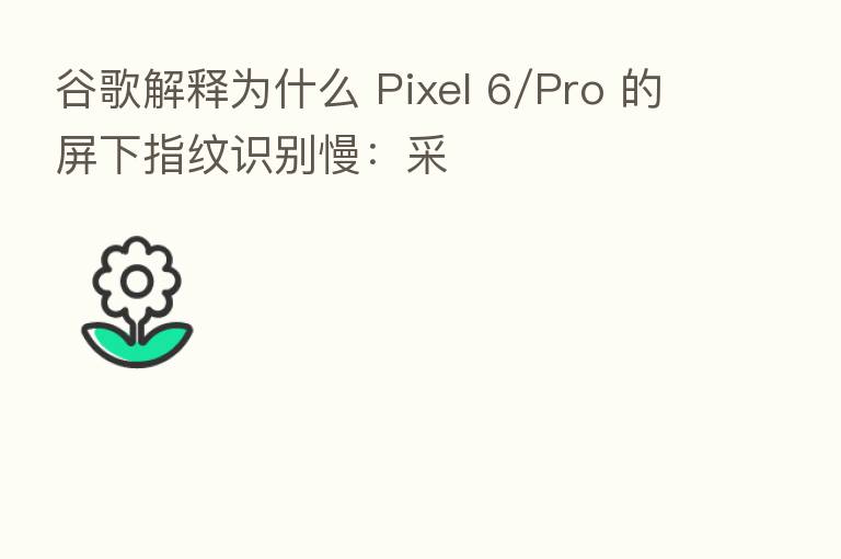 谷歌解释为什么 Pixel 6/Pro 的屏下指纹识别慢：采