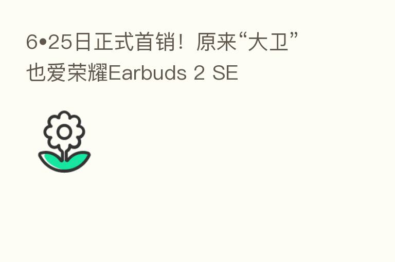 6•25日正式首销！原来“大卫”也爱      Earbuds 2 SE