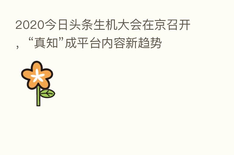 2020今日头条生机大会在京召开，“真知”成平台内容新趋势