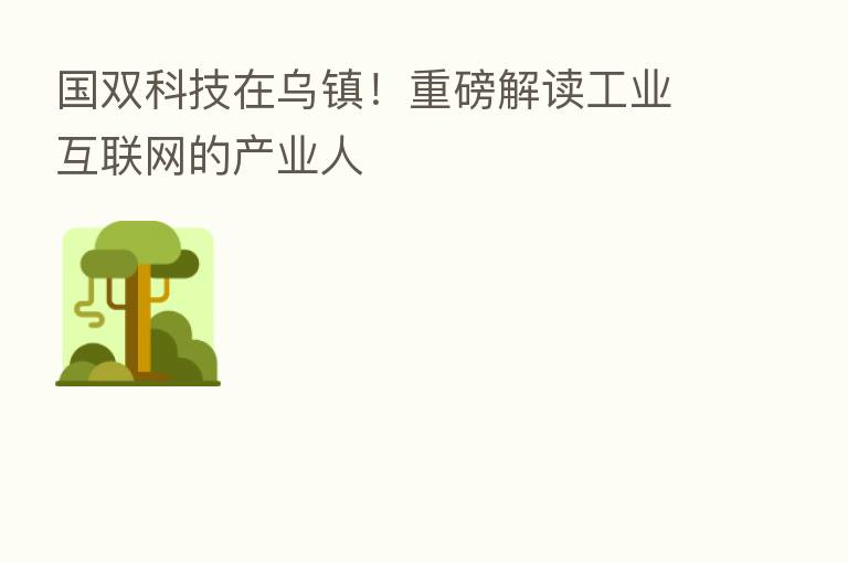 国双科技在乌镇！重磅解读工业互联网的产业人