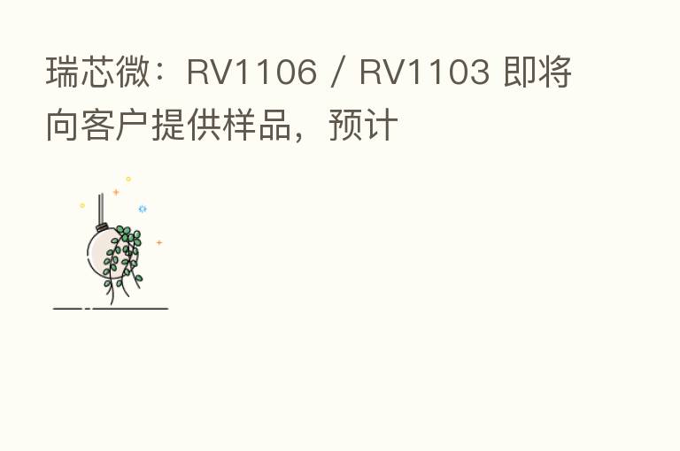 瑞芯微:RV1106 / RV1103 即将向客户提供样品,预计