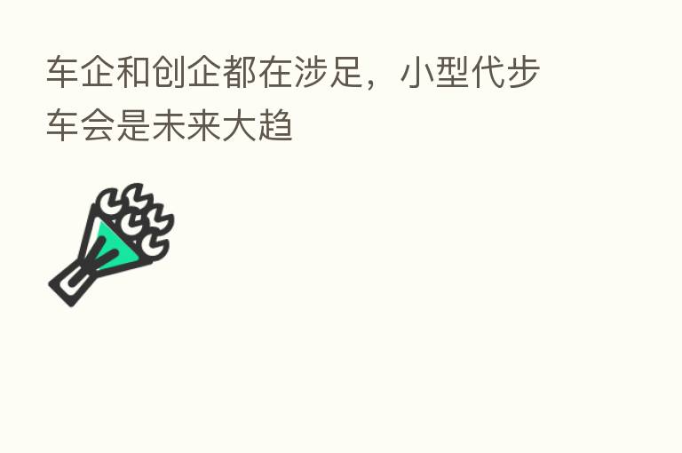 车企和创企都在涉足，小型代步车会是未来大趋