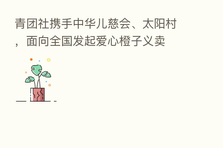 青团社携手中华儿慈会、太阳村，面向全国发起爱心橙子义卖