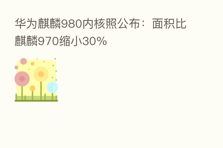 华为麒麟980内核照公布：面积比麒麟970缩小30％