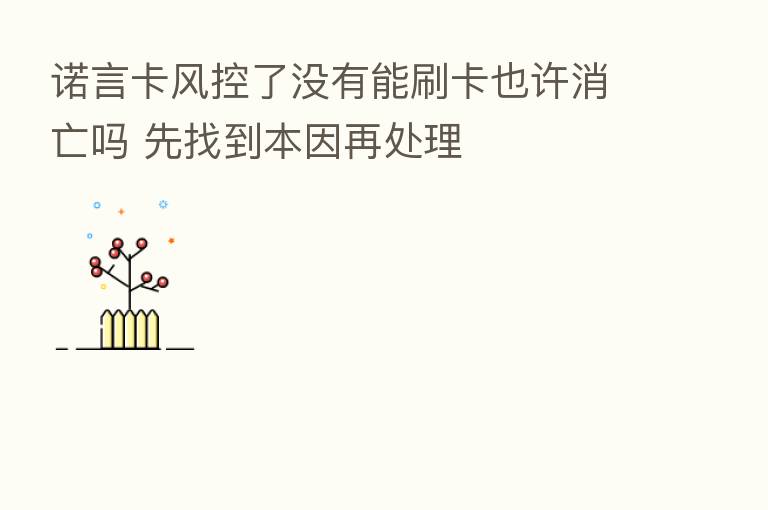 诺言卡风控了没有能刷卡也许消亡吗 先找到本因再处理