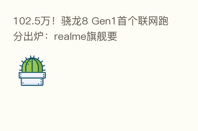 102.5万!骁龙8 Gen1首个联网跑分出炉:realme旗舰要