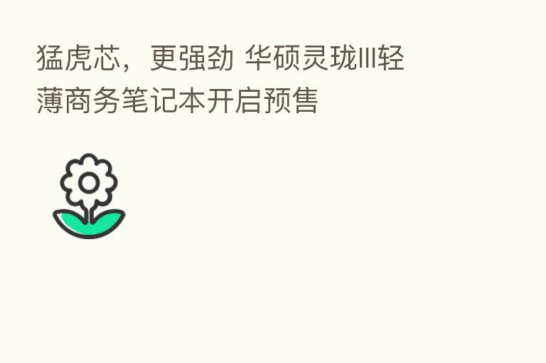 猛虎芯，更强劲 华硕灵珑III轻薄商务笔记本开启预售