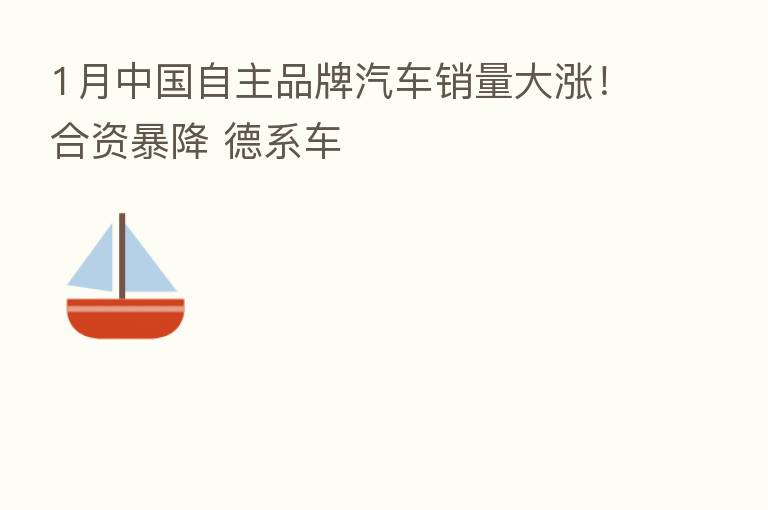1月中国自主品牌汽车销量大涨!合资暴降 德系车