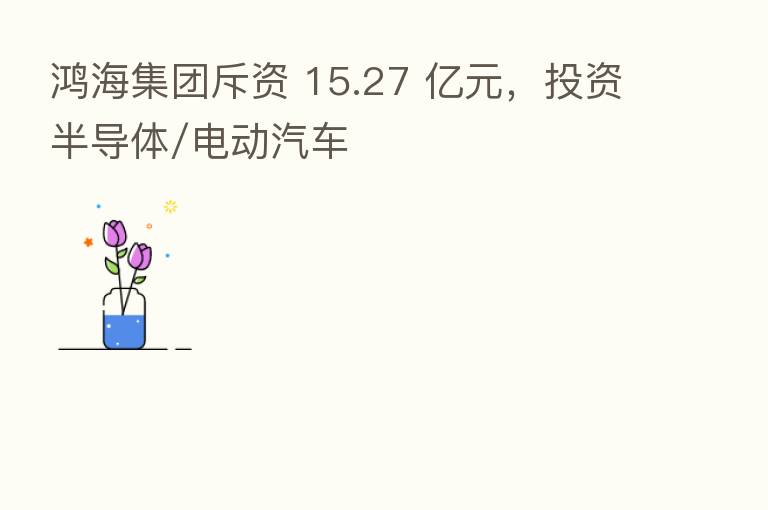 鸿海集团斥资 15.27 亿元,投资半导体/电动汽车