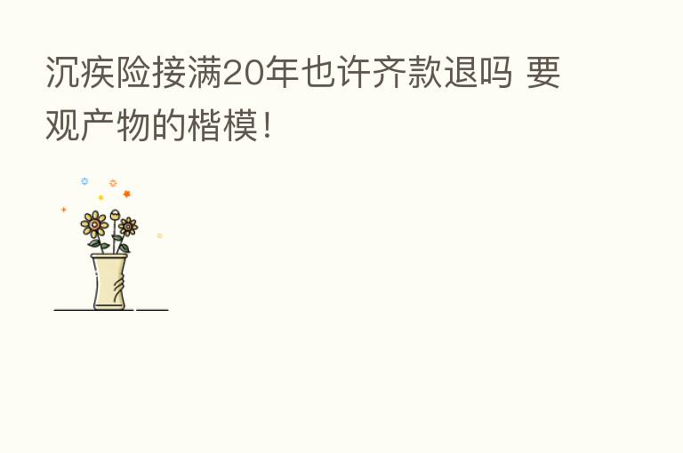 沉疾险接满20年也许齐款退吗 要观产物的楷模！