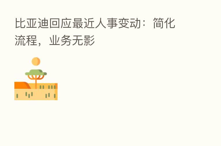 比亚迪回应 近人事变动:简化流程,业务无影