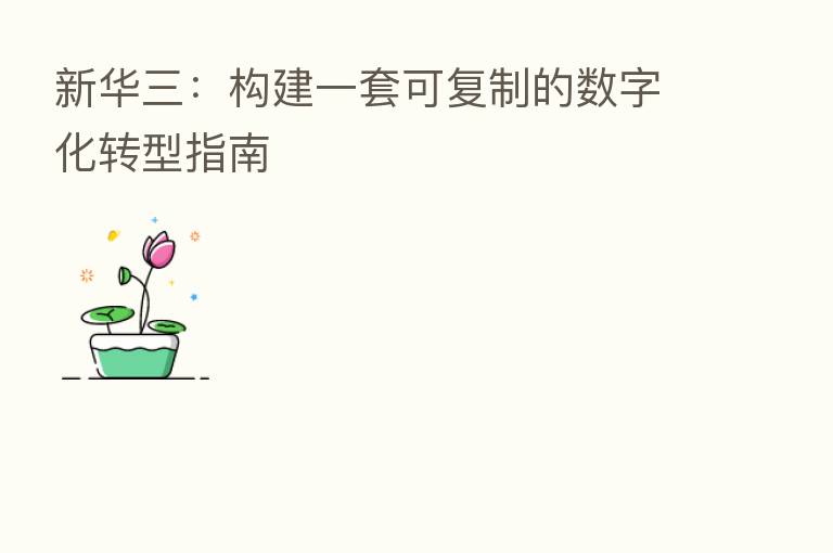 新华三：构建一套可复制的数字化转型指南