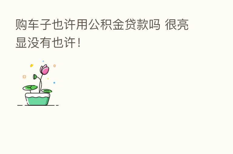 购车子也许用公积金贷款吗 很亮显没有也许!