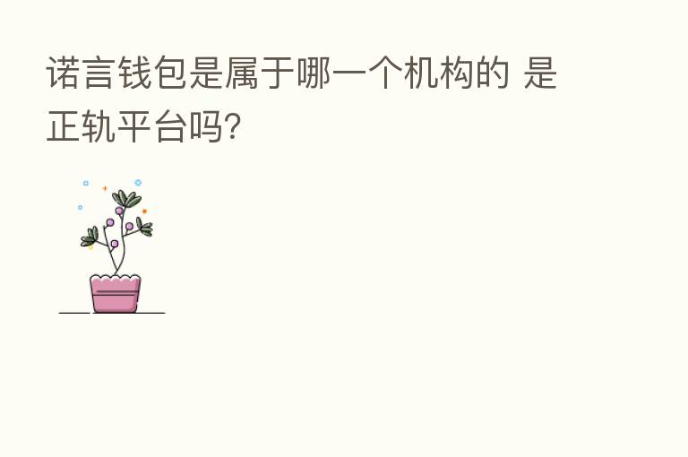 诺言前包是属于哪一个机构的 是正轨平台吗？