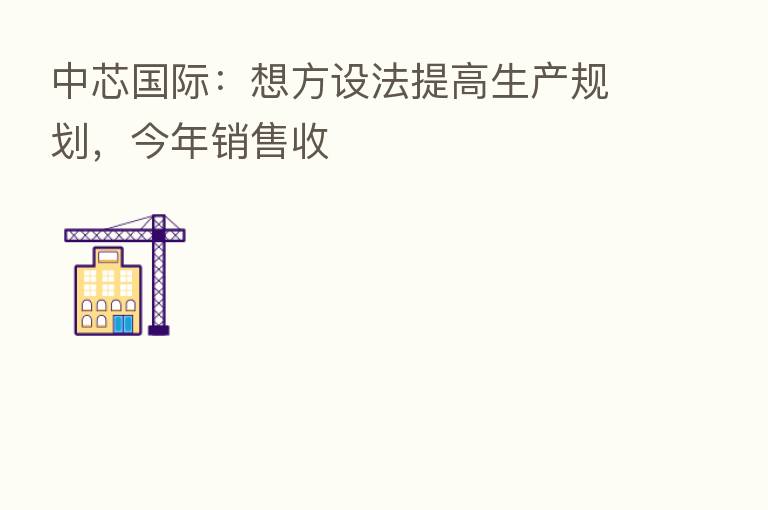 中芯国际:想方设法提高生产规划,今年销售收