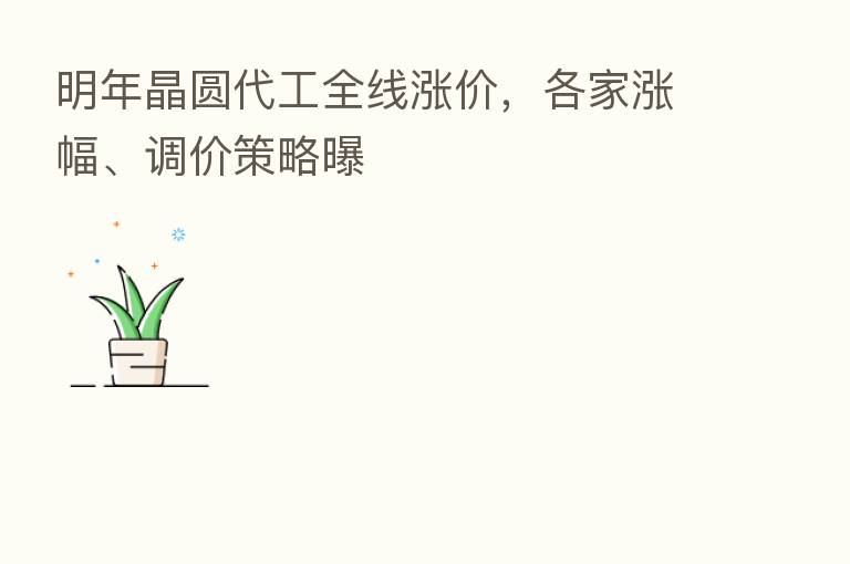 明年晶圆代工全线涨价,各家涨幅、调价策略曝