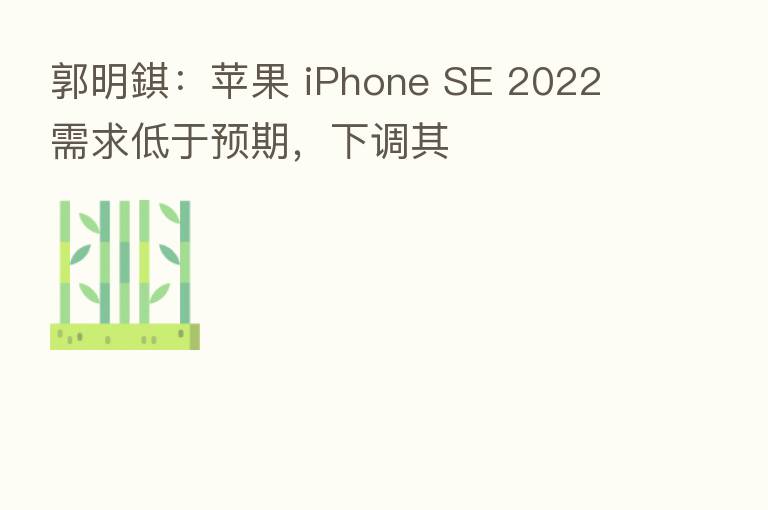 郭明錤:苹果 iPhone SE 2022 需求低于预期,下调其