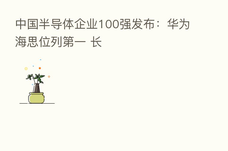 中国半导体企业100强发布：华为海思位列   一 长