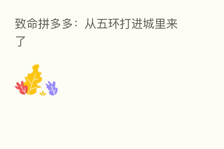 致命拼多多：从五环打进城里来了