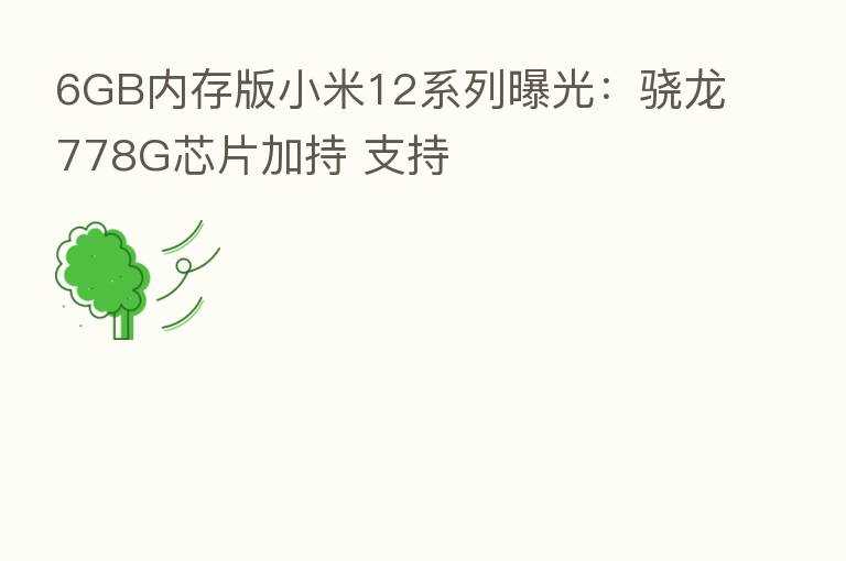 6GB内存版小米12系列曝光:骁龙778G芯片加持 支持