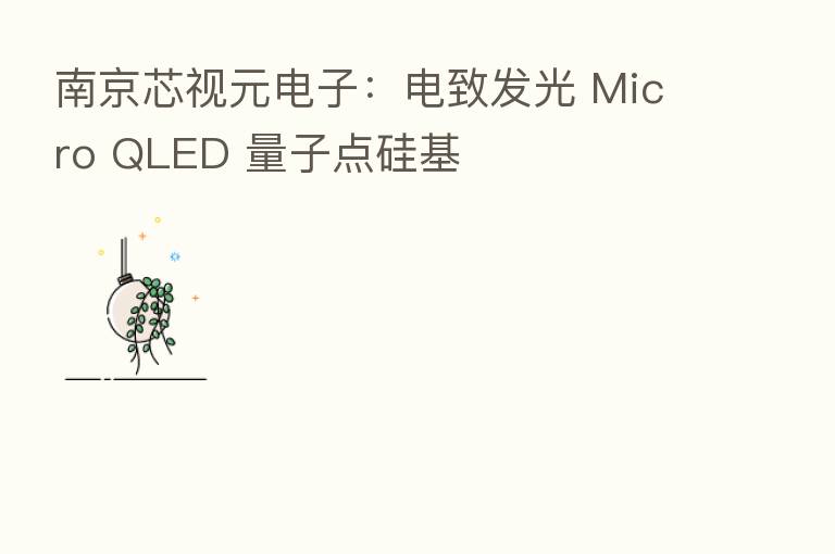 南京芯视元电子:电致发光 Micro QLED 量子点硅基