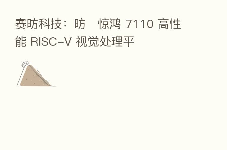 赛昉科技：昉・惊鸿 7110 高性能 RISC-V 视觉处理平