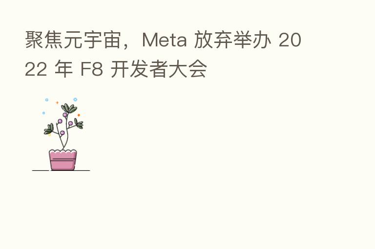 聚焦元宇宙，Meta 放弃举办 2022 年 F8 开发者大会
