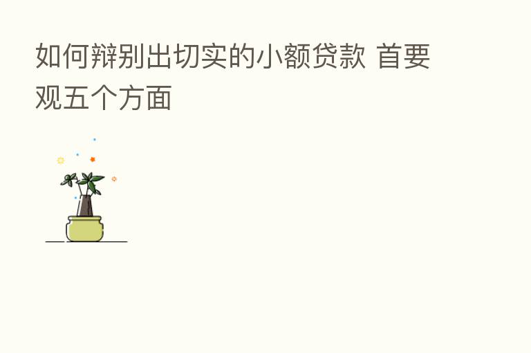 如何辩别出切实的小额贷款 首要观五个方面