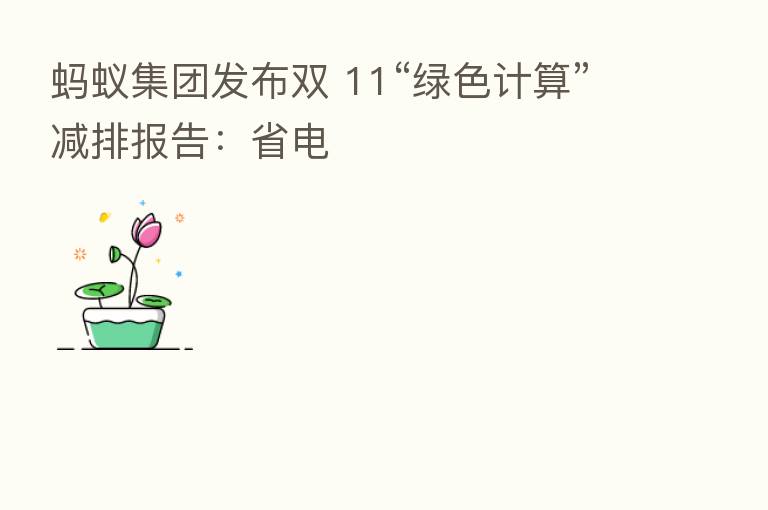 蚂蚁集团发布双 11“绿色计算”减排报告：省电