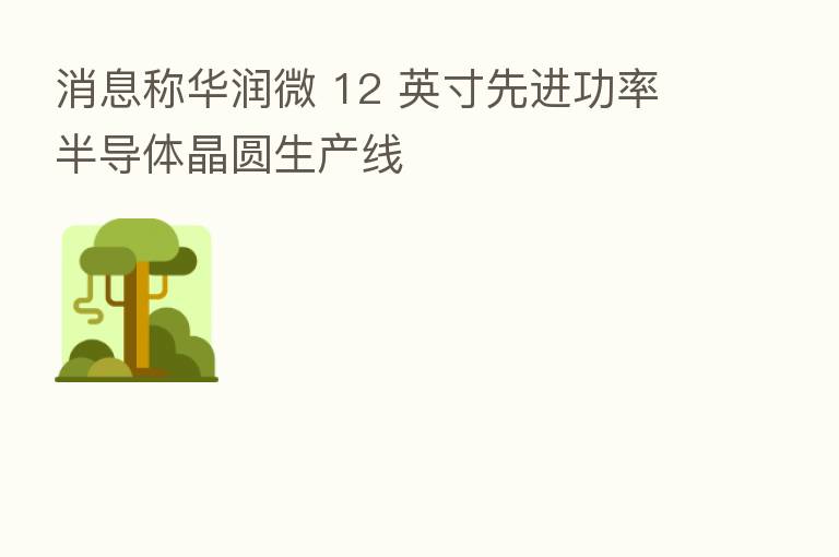 消息称华润微 12 英寸先进功率半导体晶圆生产线