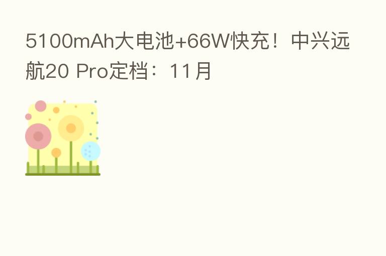 5100mAh大电池+66W快充！中兴远航20 Pro定档：11月