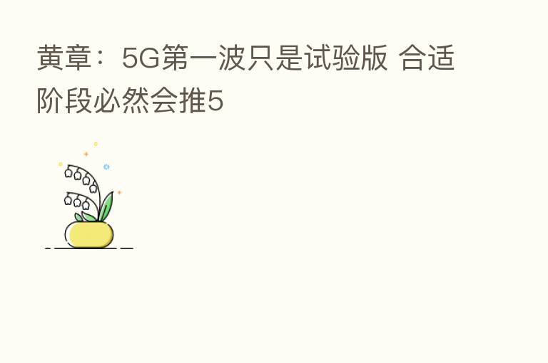 黄章：5G   一波只是试验版 合适阶段必然会推5