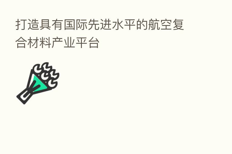 打造具有国际先进水平的航空复合材料产业平台