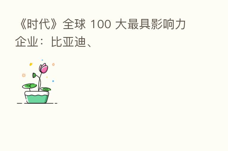 《时代》全球 100 大   具影响力企业：比亚迪、