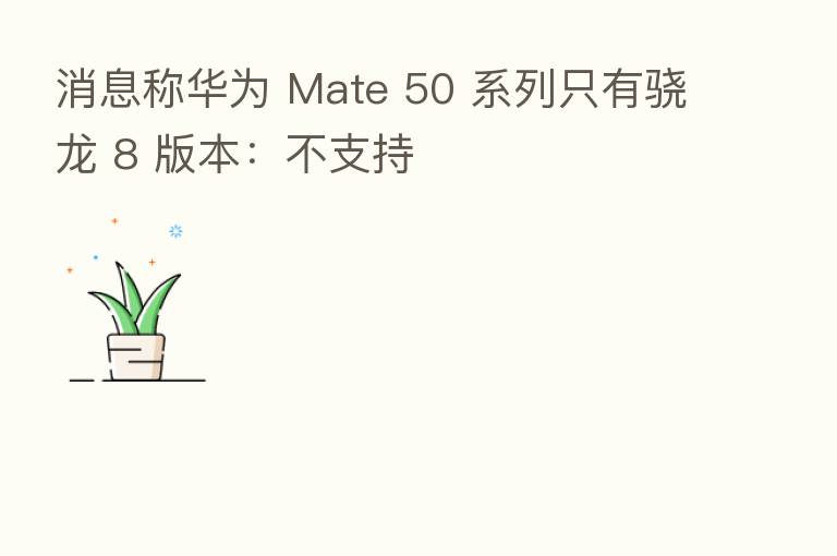 消息称华为 Mate 50 系列只有骁龙 8 版本：不支持