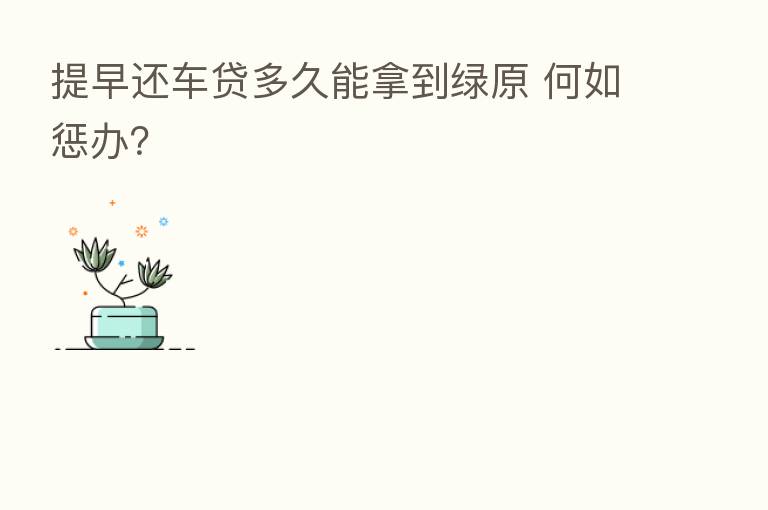 提早还车贷多久能拿到绿原 何如惩办？