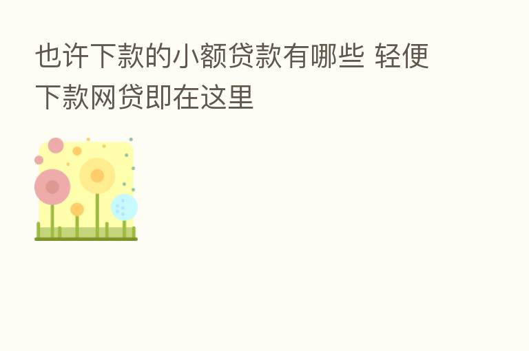 也许下款的小额贷款有哪些 轻便下款网贷即在这里