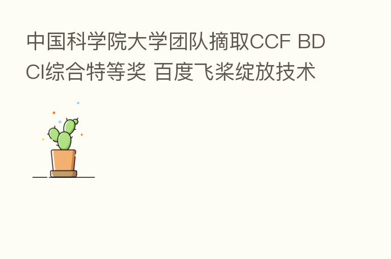 中国科学院大学团队摘取CCF BDCI综合特等奖 百度飞桨绽放技术实力