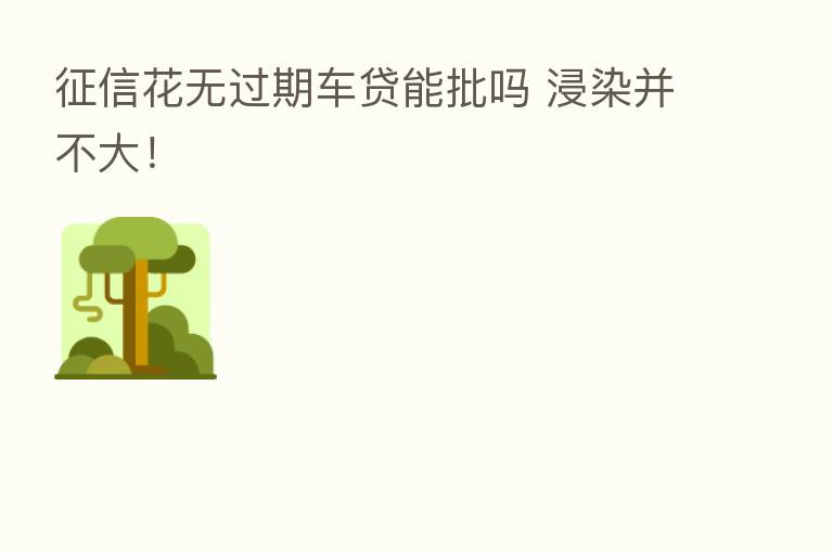 征信花无过期车贷能批吗 浸染并不大!