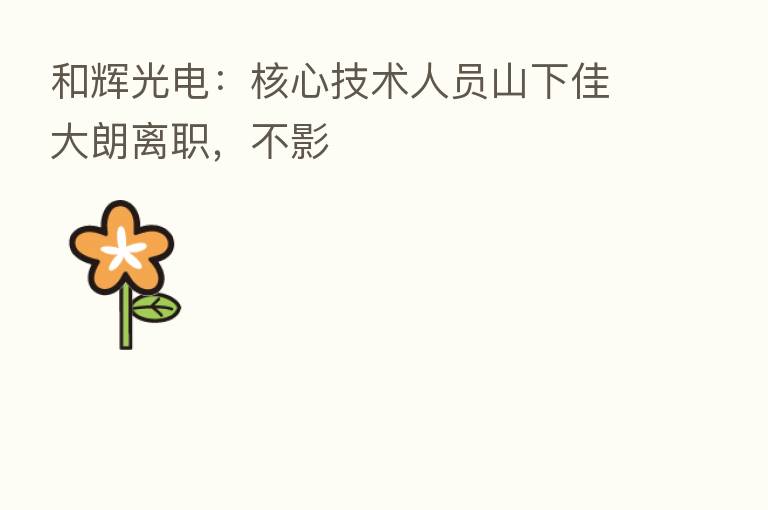 和辉光电：核心技术人员山下佳大朗离职，不影