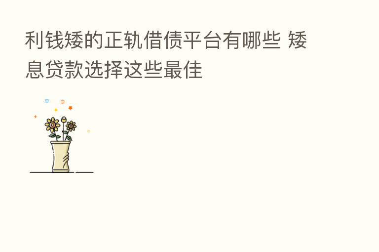 利前矮的正轨借债平台有哪些 矮息贷款选择这些   佳