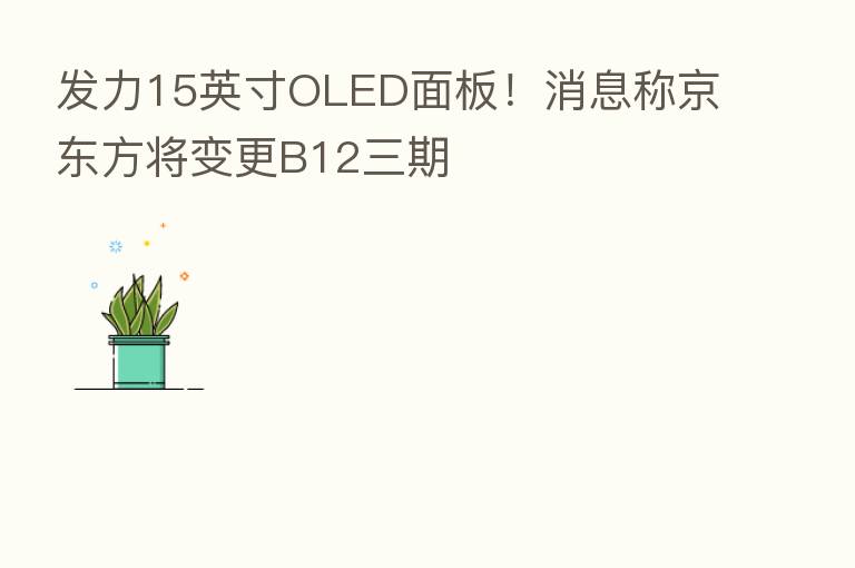 发力15英寸OLED面板！消息称京东方将变更B12三期